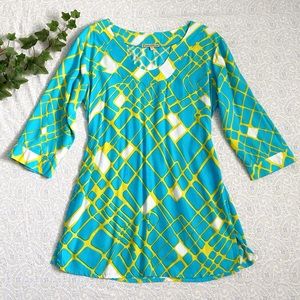 Pineapples summer tunic, ocean current print